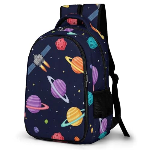 Men's Commuter Bag Large Travel Bag Portable Work Backpack With Double Zippers Galaxy Space Astronaut