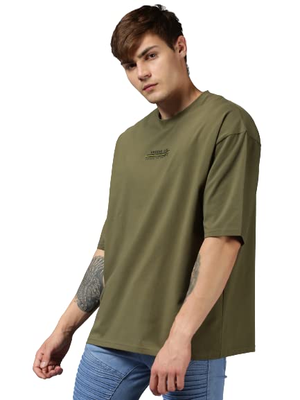 Image of URGEAR Men's Cotton Printed Drop Shoulder - Hip Hop - Down Shoulder- Baggy Loose fit- Stylish Oversized t Shirts for Men