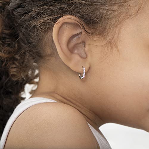 925 Sterling Silver Cubic Zirconia Small Hoop Huggie Earrings For Little Girls Dazzling Sterling Silver Huggie Hoop Earrings3