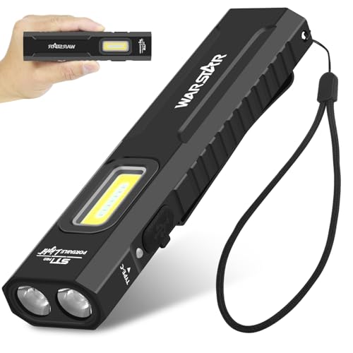 Mougcet Rechargeable EDC Flashlight 1500 Lumens Flat Pocket Flashlight with UV Light Magnetic Base and Pocket Clip USB-C Portable Flash Light for Camping Home Emergency Car Repair