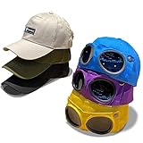 VNAKER Baseball Cap with Goggles for Men and Women, Vintage Washed Classic Baseball Hat Cap with Gla