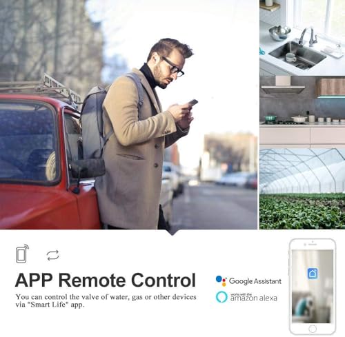 Intelligentes Wasser-/Gasventil, Bluetooth/Sprache/WLAN-Steuerung, Wasserabsperrventil, kabellos, Smart-Ventil, kompatibel mit Alexa und Google für Küche/Garten/Bauernhof, 2 Satz