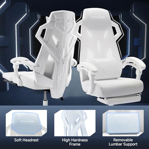 GTPLAYER Computer Chair with Adjustable Footrest, Ergonomic Gaming Chair with Headrest and Lumbar Support, Breathable Mesh Office Chair for Adults, High Back Reclining Desk Chair for Gaming and Office