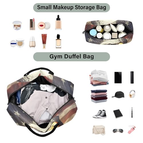 Large Travel Duffel Bag, Bird American Sports Tote Gym Bag, Shoulder Weekender Overnight Bag for Women Men, Carry On Luggage with Toiletry Bags4