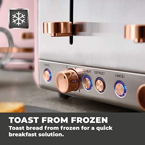 TOWER Cavaletto Pink & Rose Gold 3KW 1.7L Pyramid Kettle, 4-Slice 1800W Toaster, Bread Bin, Set of 3 Tea, Coffee, Sugar Canisters, Mug Tree & Towel Pole. Matching Set of 8 Items