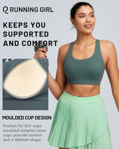 Image of RUNNING GIRL Sports Bra for Women High Support, Molded Cup High Impact Sports Bras with Sewn in Pads Workout Running Bra