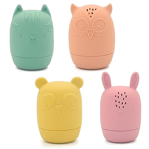 Image of PandaEar Baby Bath Toys, 4 Pack Silicone Bath Toys for Infants Toddlers 6-18 Months, Non Toxic Baby Kids Squeezable Shower Toys