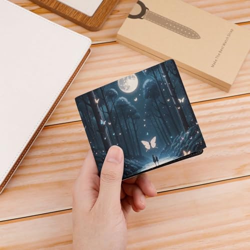 Black Light Fantasy Forest Wallet Elegant Leather Wallets with ID Window & 2 Card Slots, Slim Bifold Wallet for Men Women4