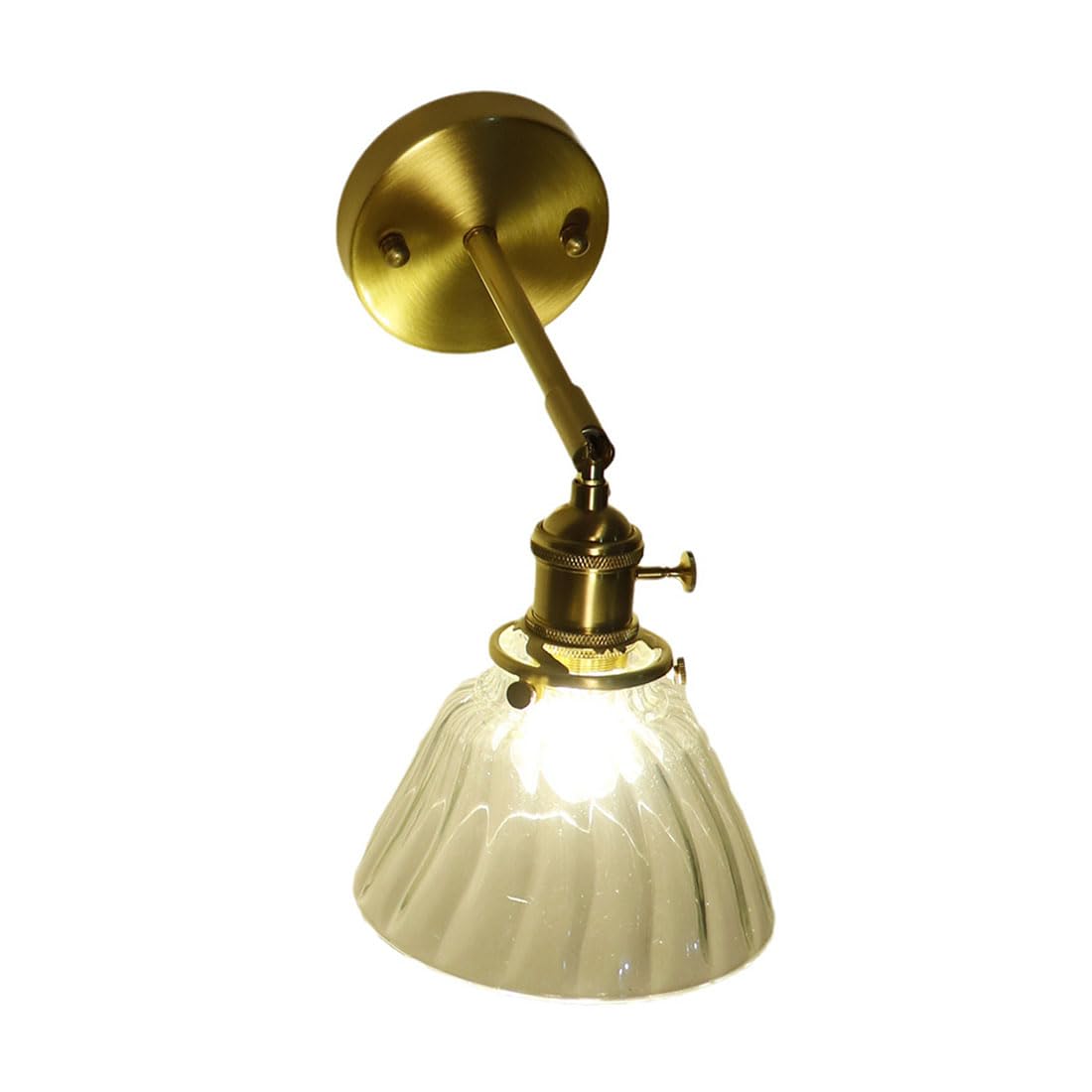 Nowoczesna szklana lampa ścienna, kąt regulacji 180°, styl vintage, z przełącznikiem, trzonkiem E27, idealna do sypialni, salonu, loftu, baru lub restauracji.