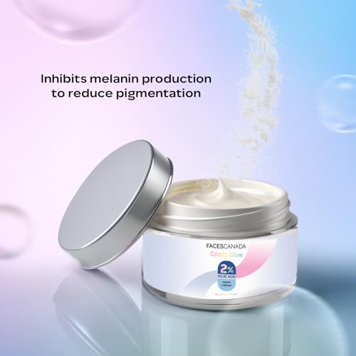 Image of FACES CANADA 2% Kojic Acid Comfy Glow Night Cream with Niacinamide & Alpha Arbutin for Skin Brightening (25 gm) | Face Cream I Night Cream I Kojic Acid Glowing & Brightening Cream | Fades Dark Spots & Acne Marks | Nourishes & Hydrates