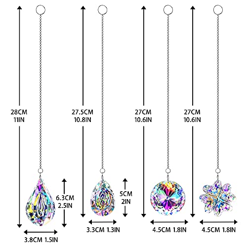 4Pcs Crystal Suncatchers Hanging Sun Catchers Rainbow Maker For Home Lamp Chandelier Lamp Prisms #TOP3