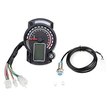 Brilluxa Motorcycle Speedometer, Digital LCD Odometer Tachometer Dashboard Instrument Cluster with Speed Sensor, Universal Motorbike Gauge Meter for RPM Speed Display