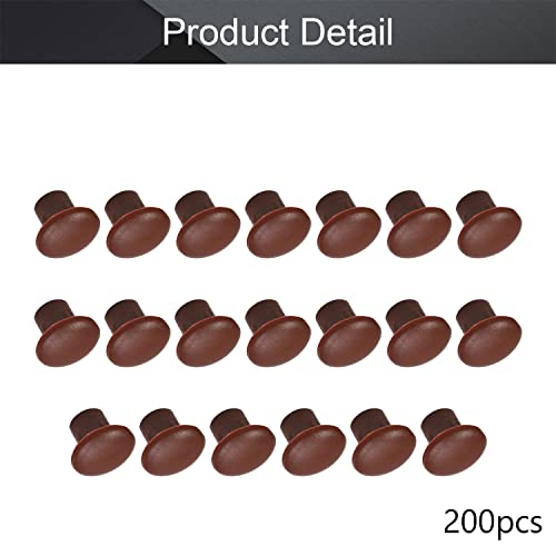 Image of MroMax 200Pcs Screw Cap Cover 3 /16inch Bottom Dia Fit for 4.5-5mm Diameter Hole Plastic Tube Cover Shelf Peg Hole Plugs for Cupboard Bookshelf Shelf Closet Cabinet Bracket Furniture Red Brown Tone