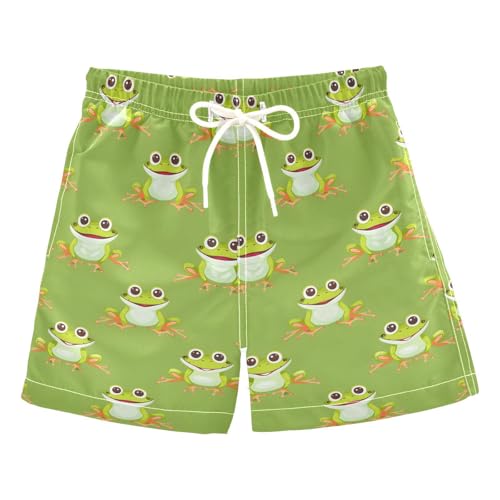ALAZA Cute Frog Green Cartoon Stylish Boys Quick Dry Beach Board Shorts Kids Swim Trunks Bathing Suit Swimsuit 2T