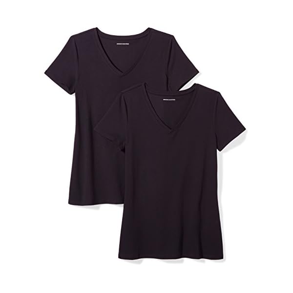 Amazon-Essentials-Womens-2-Pack-V-Neck-Classic-fit-Short-Sleeve-Tee-Shirt Amazon Essentials Women's Classic-Fit Short-Sleeve V-Neck T-Shirt, Pack of 2, Black, Medium