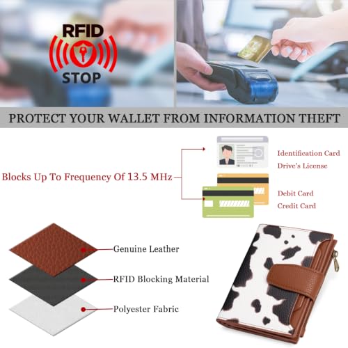 Image of Airkit Small Wallet Women RFID Blocking Soft Leather Bifold Compact Card Holder Wallet for Women with Zipper Coin Pocket 4 ID Window