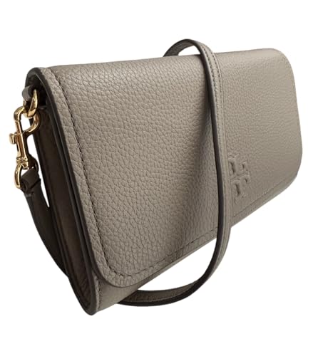 Tory Burch Women's 146467 Thea Pebbled Leather With Gold-tone Hardware Crossbody Bag With Flat Wallet (Gray Heron)2