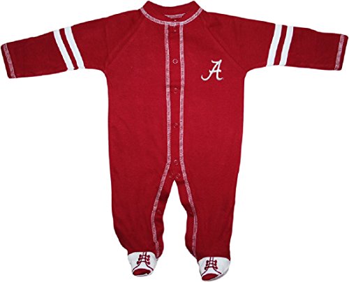 University of Alabama Crimson Tide Sports Shoe Footed Baby Romper, Crimson/White, 0-3 Months