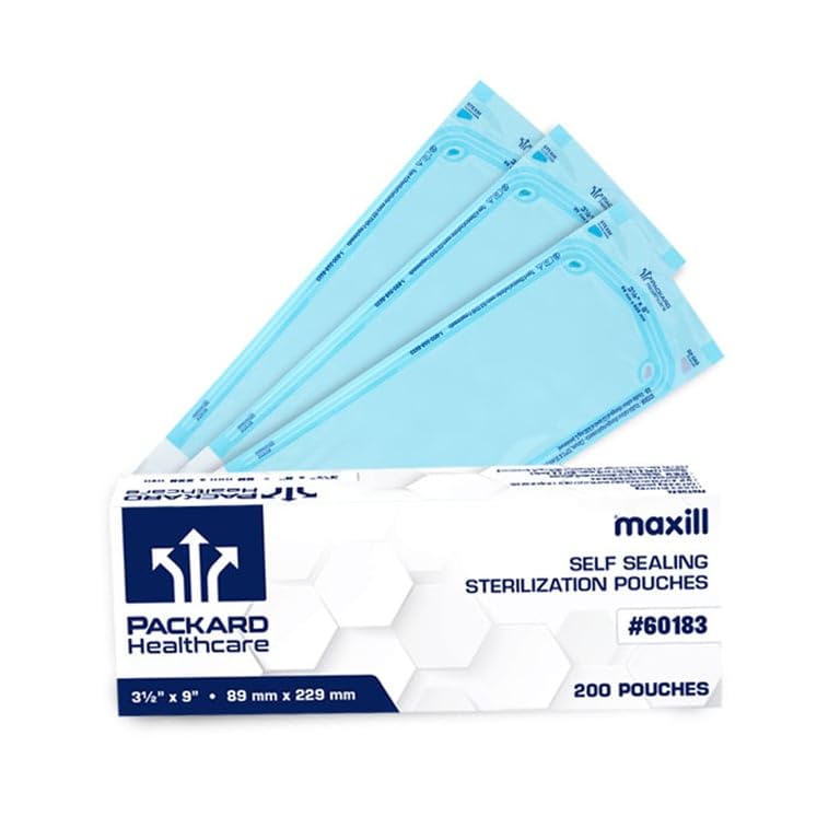 Maxill 60183 Packard Healthcare Self-Sealing Sterilization Pouches 3.50 X 9 200/Bx