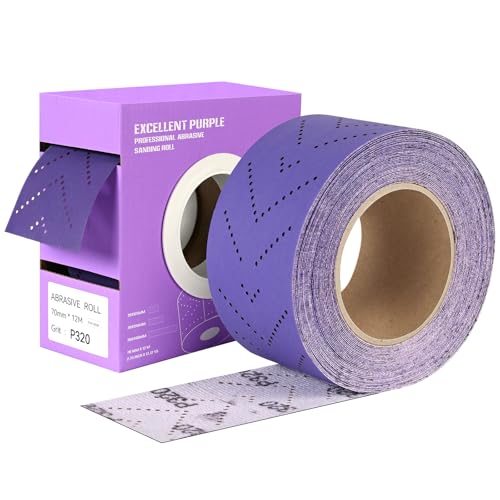 Image of 320 Grit Hook and Loop Sandpaper Roll, 2-3 /4 inch x 13 Yard Wet Dry Sanding | Polyester Film Backing Sand Paper Sheets, Water and Oil Resistant Anti-Clogging, Ceramic Abrasive for Automotive Metal Wood