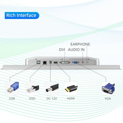 Image of 17 inch Aluminum Flat Embedded Industrial Touch Screen Monitor,HDMI /VGA /DVI Interface, Capacitive Touch Screen Monitor Supports 10 Points Touch,1280 x 1024 @ 60Hz