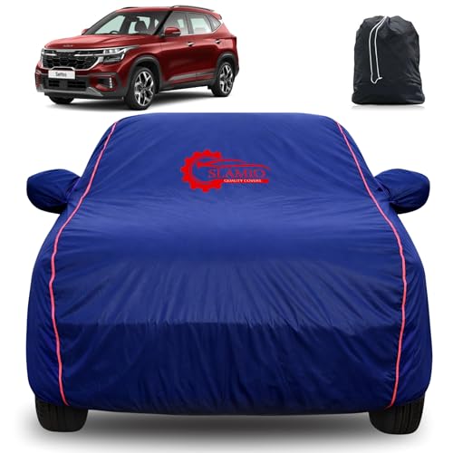 Image of 100% Waterproof Car Cover for Kia Seltos 2019-2023 | All-Weather, Dustproof & UV Protection | Heavy-Duty 3-Layer Fabric | Custom Fit with Mirror & Antenna Pocket | Navy Blue