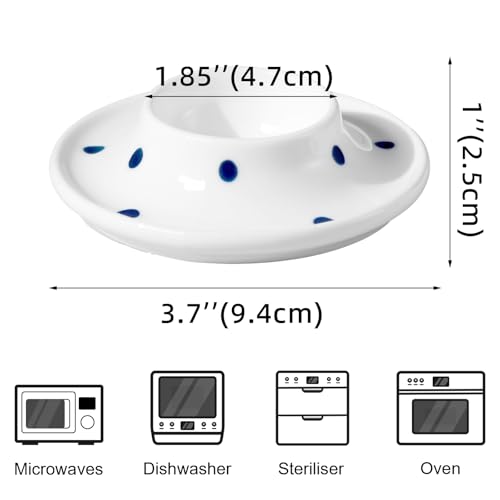 Image of Cinf Ceramic Egg Cups, Set of 2, Blue Dot Egg Holders for Breakfast
