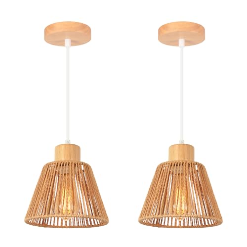 LIGKIN 2PCS Suspension Luminaire Industriel Vintage Lustre en Métal et Corde, E27 Lampe Suspendu créative en forme de Cloche Luminaire Plafonnier pour...