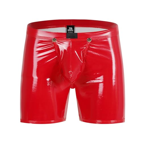 Boxer en cuir pour homme sexy effet brillant entrejambe ouverte