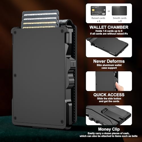 furid Smart Wallet For Men Slim: Rfid Minimalist Pop Up Wallets with Money Clip Metal Credit Card Holder - Gifts for Husband Father at Birthday Anniversary image 4