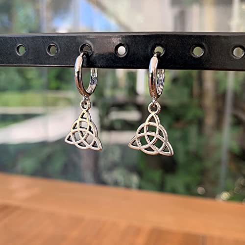 Pendientes-Nudo-Celta-Chapados-en-Platino-Aros-Mujer-con-Colgante-Nudo-Trinidad-Plata-Vieja-Amuleto-Protector-Perfecto-para-Regalo