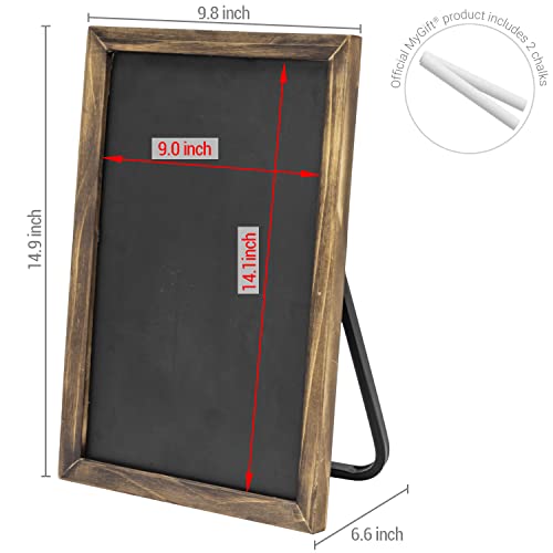 Mygift 14 Inch Standing Chalkboard Countertop Sign - Rustic Burnt Wood Frame And Black Metal Tabletop Memo Board - Event, Retail And Home Décor #TOP3