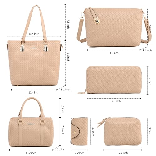 Image of OTMIPIML Purses and Handbags for Women Synthetic Leather Tote Crossbody Bags Satchel Purses Set 6pcs | Set