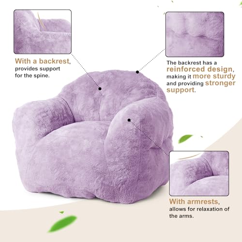 Image of GarveeHome Bean Bag Chair with Filler, 51 inch Giant Bean Bag Sofa for Adults Kids, Soft Cozy Large Beanbag Sofa Chair with Armrests for Living Room Bedroom, Purple