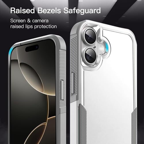 Image of KARWAN Shockproof Back Case Cover Compatible with iPhone 16, Heavy Duty Case with 360 Degree Camera Protection, Dual Layer Rugged Bumper Protection Cover with Matte Finish (White)