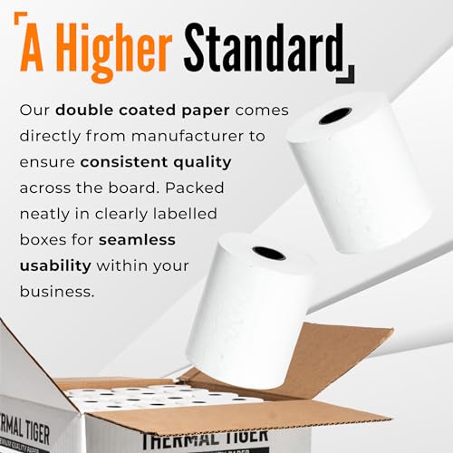 Image of Thermal Tiger 2 1 /4 X 200 Thermal Paper Rolls (50 Rolls /Box) - BPA-Free Rolls for POS Systems, Cash Registers & Credit Card Machines