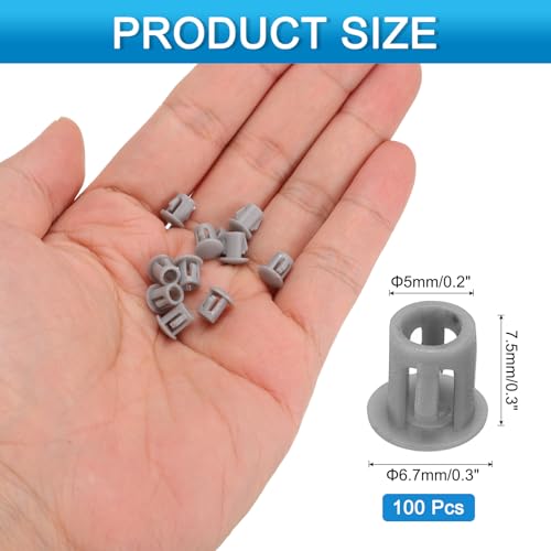 Image of uxcell 100pcs Nylon Plastic Hole Plugs, 1 /5 inch(5mm) Round Drill Screw Hole Plugs Covers Knockout Locking Plastic Plugs Insert End Caps for Kitchen Cabinet Furniture, Deep Grey