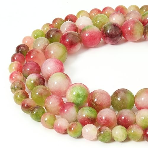 Siomia 45pcs 8mm Natural Watermelon Tourmaline Gemstone Beads Energy Healing Crystal Round Loose Stone Beads for Jewelry Making, DIY Bracelets Necklaces