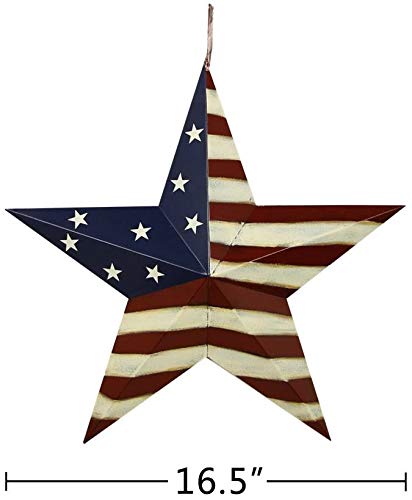 Grace Home Metal Patriotic Old Glory American Flag Barn Stars Wall Decor 4th of July Independence Day Memorial Day Front Door Wreaths Hanging Americana Outdoor Decorations