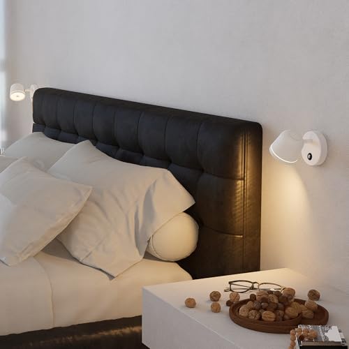 Image of Aisilan Wall Sconce, Hardwired Touch Dimmable Wall Light with 3 Color Temperatures, Adjustable 7W LED Wall Lamp CRI97, Modern White Aluminum Sconce for Bedroom Bedside Hallway