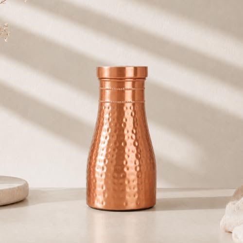 Image of Pure Copper Bedside Water Bottle 950ml | Handcrafted Ayurvedic Copper Bottle for Daily Use | Enhances Immunity, Balances pH, Premium Wellness Drinkware