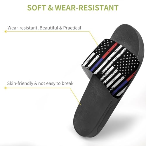 U.S. Thin Line Blue Flag Non Slip Slides Sandals for Women Men Quick Drying Shower Shoes for Bathroom Pool Beach3