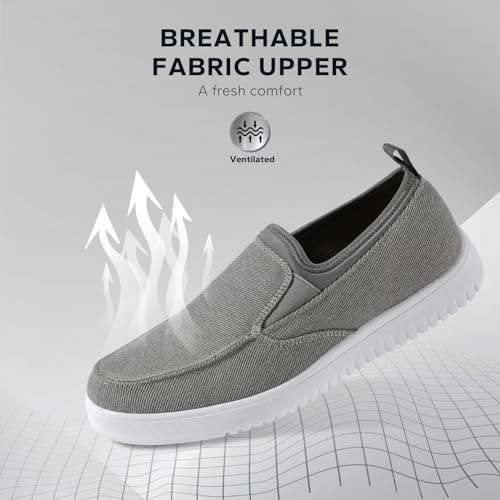 Mens Casual Slip On Shoes - Comfortable Canvas Loafers - Lightweight Boat Shoes for House Outdoor Driving Travel Grey 83