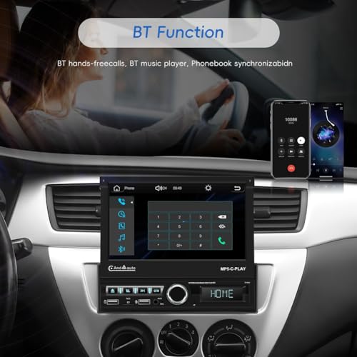 Autoradio 1 Din avec Carplay et Android Auto via Écran Tactile 7 Pouces Bluetooth