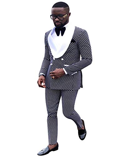 Costume à pois pour hommes coupe slim avec pantalon smoking chic