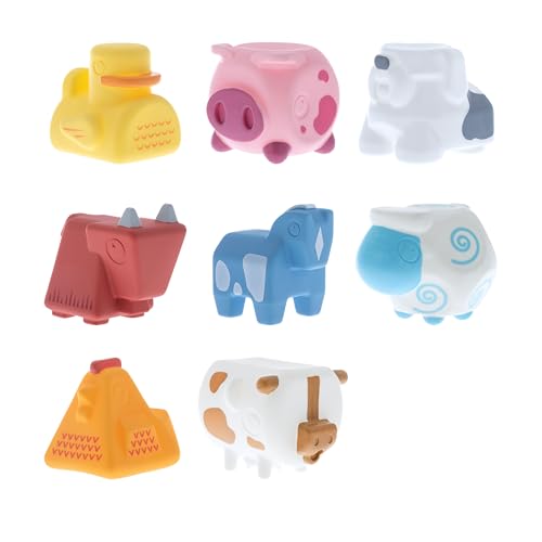 Image of Nuby Soft Stackable Farm Animal Interactive Bath Toys - 8-Piece Stacking Set - Interactive Play for Sensory Development and Motor Skills for Babies 6+ Months