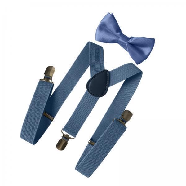 5xMens Suspenders with Bow Tie Y Back Braces for Formal Wear Halloween Cosplay Blue Gray-image-41