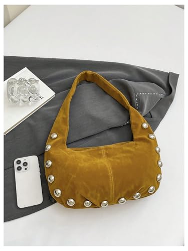 Verdusa Women's Retro Vintage Rivet Shoulder Bags Magnet Top Handle Underarm Purses4