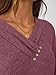AUTOMET Womens Long Sleeve Tunic Top Lightweight Sweaters V Neck Button Shirts 2025 Dressy Casual Business Blouses Trendy Sweatshirt Fall Fashion Clothing PurpleRed 2XL