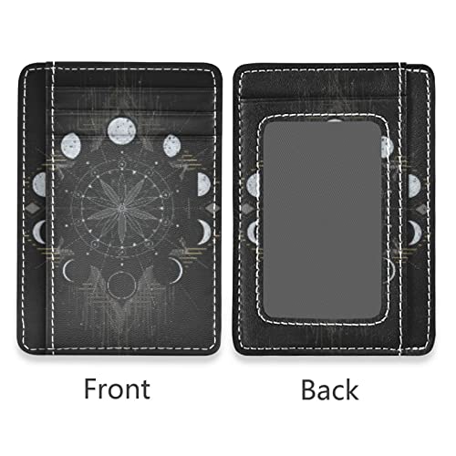 OTVEE Golden Moon Phases Mystical Slim Minimalist Wallet Rfid Blocking Card Wallets PU Leather Front Pocket Wallets2